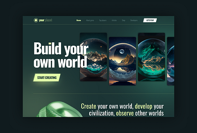 Create your own world game ai concept design game graphic design greencolor illustration interface landing pictures site ui webdesign website