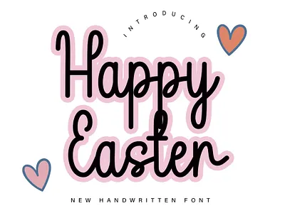 Handwritten Happy Easter bunny easter cute easter handwritten script