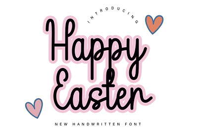 Handwritten Happy Easter bunny easter cute easter handwritten script