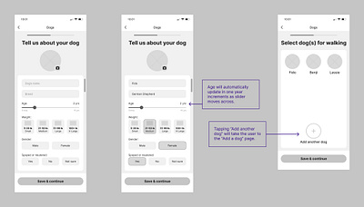 Dog Walking App Wireframes app design figma product design ui ux