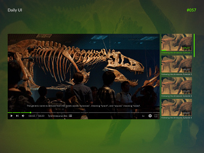 Video Player — Daily UI #057 challenge daily daily ui daily ui 057 dailyui dailyui 057 dailyui057 dinosaurs player ui ux video player