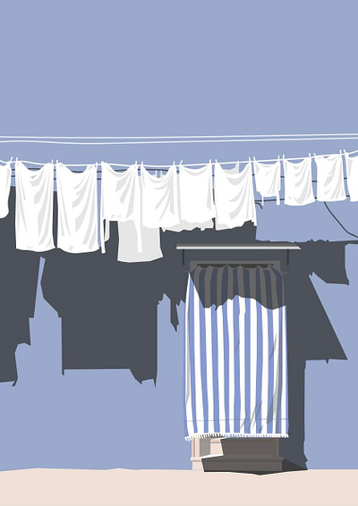 Laundry day digital illustration vector