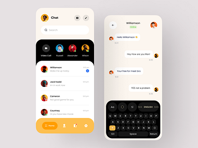 Chat App UI calling chat app chat ui chatting chatting app home screen ios message minimal app mobile ui modern app ui ux video call voice note whatsapp