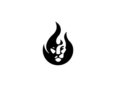 Fire Lion animal black brand branding cat design fire flame graphic design identity lion logo mark nature negativespace vector