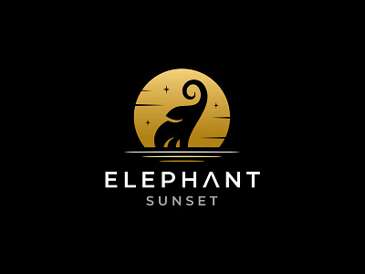 Elephant Sunset animal brand brand identity branding cute design elephant graphic design icon illustration logo logo designer logodesign logos moon night sky sunset vector wildlife
