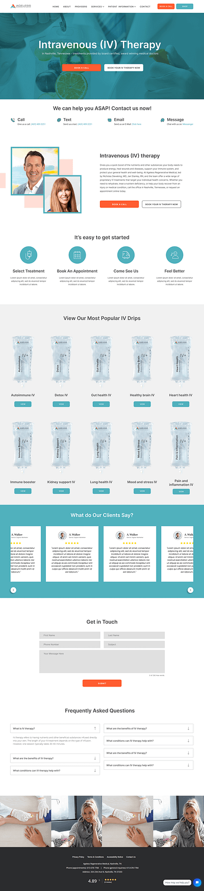 Mobile IV Therapy Landing Page Design ui ux