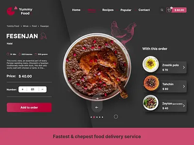Yummy Food ! - Food Web Site Design: Landing Page / Menu Page UI animation animation design concept animation food delivery header animation food delivery landing page food delivery service food landing page menu interactions motion graphics point of sales dashboard posfood restaurant food landing page website design