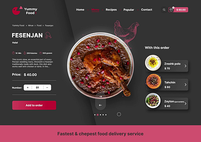 Yummy Food ! - Food Web Site Design: Landing Page / Menu Page UI animation animation design concept animation food delivery header animation food delivery landing page food delivery service food landing page menu interactions motion graphics point of sales dashboard posfood restaurant food landing page website design