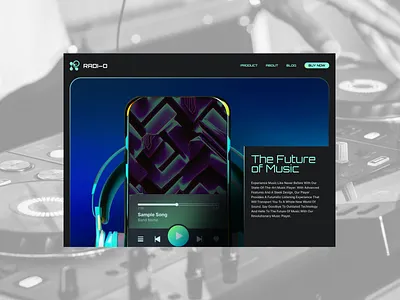Day 95 - Radi–o Hero Section branding future of music futuristic landing page music device music player web design