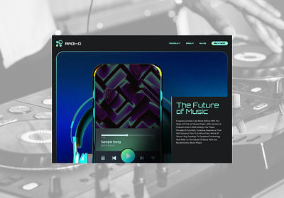 Day 95 - Radi–o Hero Section branding future of music futuristic landing page music device music player web design