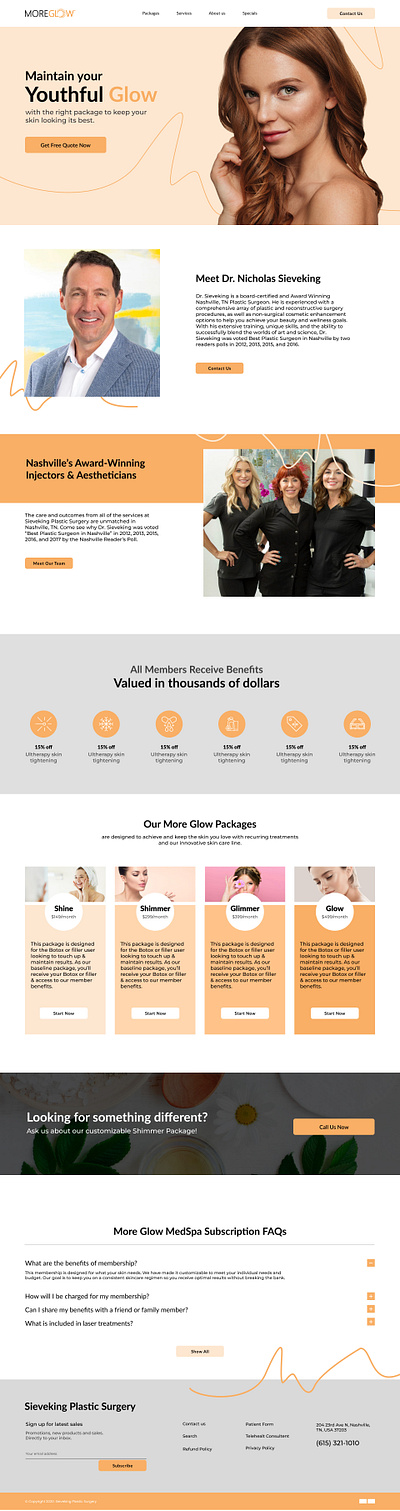 Skin Care Landing Page Design ui ux