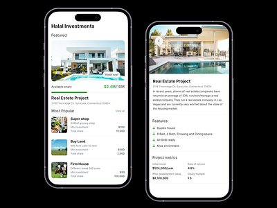 Halal Investment App bank business card catel design finance fintech firm halal investment land mobile app money mutual fund payment real estate uiux