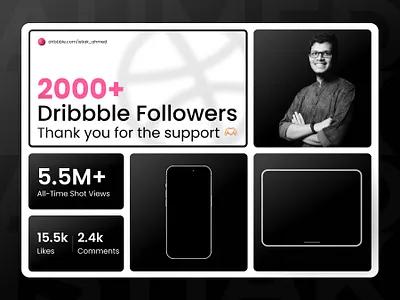 2000 Followers 1000 2000 about me app celebrate cheers followers happy man open to work people ui ui designer uiux designer ux