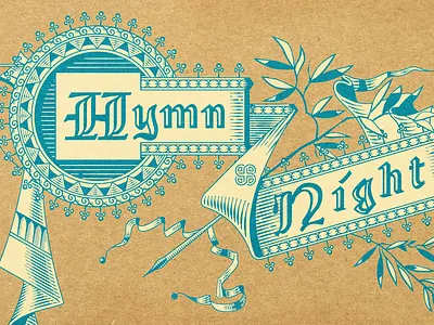 Hymn Night | Title Slide banner blackletter church design ecclesial design lettering medieval design mysterian design title banner vintage design
