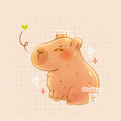 Capybara Kawaii by sailizv.v adorable adorable lovely artwork concept creative cute art design digitalart illustration