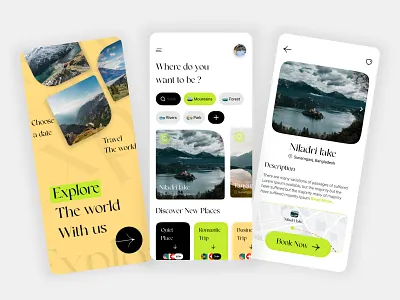 Travel service - Mobile App Design animation app app design branding design mobile app motion graphics tourism travel agency travel app traveling trip ui ui design uiux ux ux design