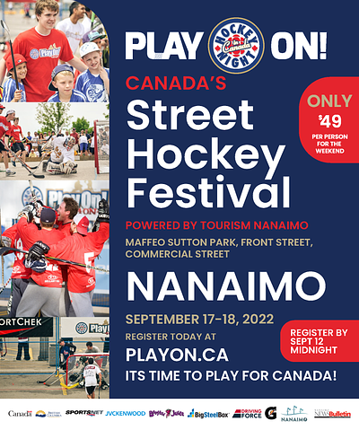 PlayOn! Canada Nanaimo BC Ad branding design graphic design