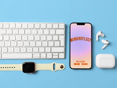 MindReflect-log and track your daily mood+improve mental health app branding design graphic design health landingpage logo mental ombre playful typography ui ux wellness