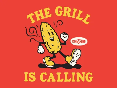 The Grill is Calling bbq branding corn grilling illustration lettering merchandise t shirt typogrsphy