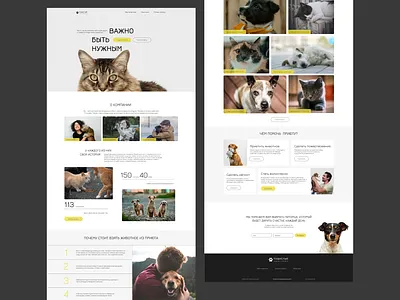 Animal shelter. Landing page animal design landing pets ui ux website