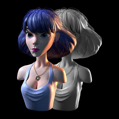 Lunika's portrait 3d 3d render blender 3d character 3d cycles render rendering sculpting