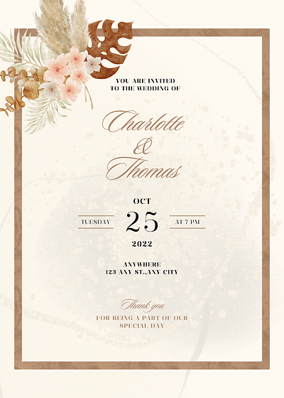 Printable Boho Wedding Invitation Template boho boho wedding canva template floral graphic design invitation template wedding invitation