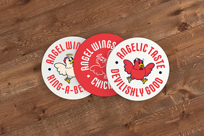 Angel Wings Coaster branding character design coaster design design food packaging graphic design illustration logo logo design packaging design restaurant brand restaurant branding restaurant logo vector