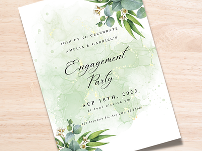 Printable Garden Engagement Invitation Template canva template engagement invitation garden garden engagement graphic design green printable invitation template wedding invitation