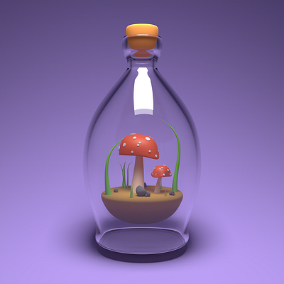 Mushrooms in Bottle 3d blender