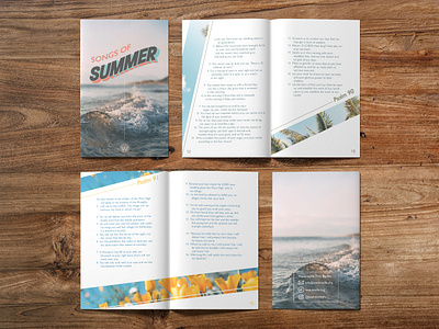 Songs of Summer Journal adobe beach blue blue skies booklet brochures design flowers fun in the sun graphic design indesign journal layout ocean palm trees print design psalms summer watermelon yellow