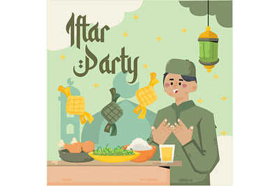 Iftar Party Illustration food iftar illustration meal menu mubarak muslim party ramadan vector