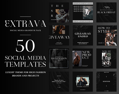 EXTRAVA - Social Media Templates app branding digital marketing graphic design instagram marketing post templates social media typography ui visual visual marketing
