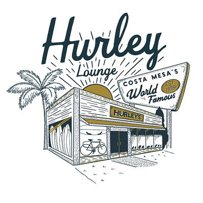 Hurley's World Famous design digital drawing graphic artist graphic design hurley illustrations surf
