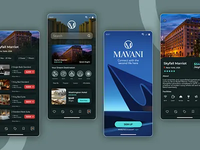 Mavani - App for Hotel Booking branding design logo ui ux