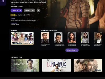 Dramatic - Indian Cinema Streaming Platform UX design branding design ui ux web