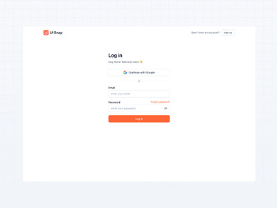 UI Snap - Login Page login page login screen