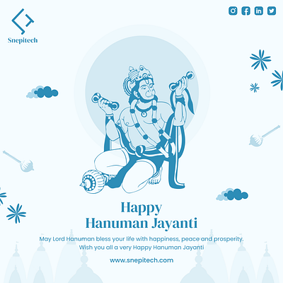 Happy Hanuman Jayanti 3d animation app application branding design graphic design illustration logo snepitech ui vector