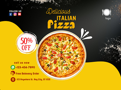 Delicious Pizza banner design facebook ads graphic design instagram ads social media ads