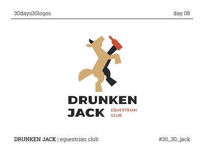 DRUNKEN JACK alcohol bottle branding club horse logo