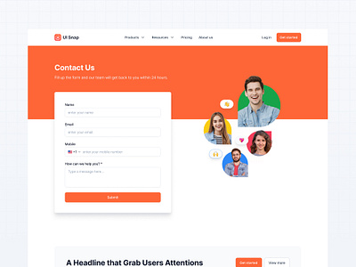 UI Snap - Contact Page contact design contact page contact us