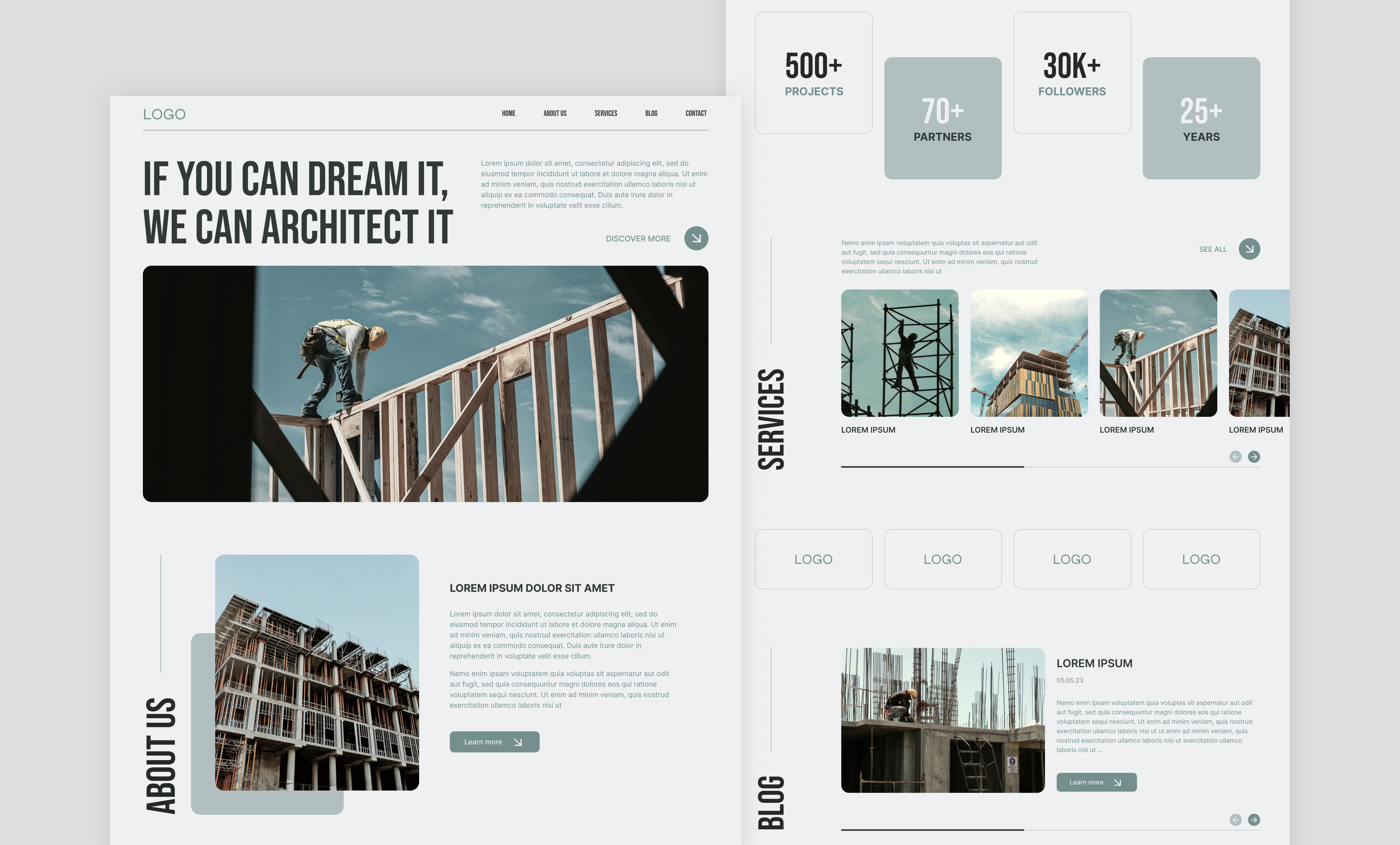 Construction website concept architecture construction design landing page ui ux web web design website design