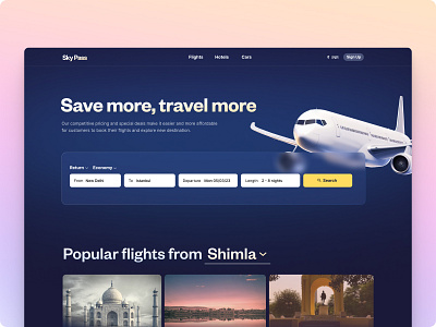 Sky Pass Flight Booking App app dark ui ux website