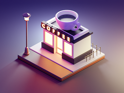 Coffee Shop 3d 3dmodel blender coffee coffeeshop lowpoly model