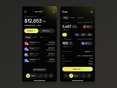 Crypto wallet - IOS mobile app (Part 2) app blockchain clean components crypto cryptocurrency dark mode ethereum interface ios app minimal mobile app mobile ui swap ui ui design ux ux design wallet web 3