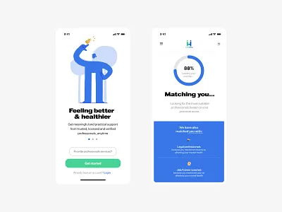 Mental health therapy platform clean mental health mobile therapy ui