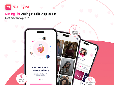 Dating Kit - React Native Dating Mobile App Template android dating app design mobile app mobile application product design tinder clone uiux website