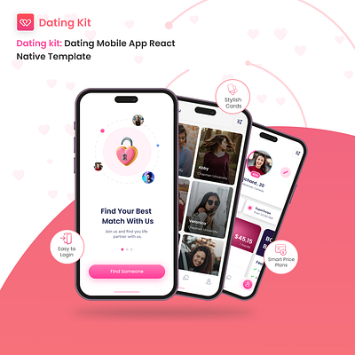 Dating Kit - React Native Dating Mobile App Template android dating app design mobile app mobile application product design tinder clone uiux website