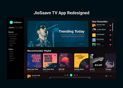 JioSaavn TV App Redesigned - Homepage design graphic design ui ux