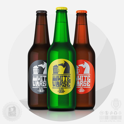 White Horse logo beer bottle bottleart branding brewing craftbeer graphic design horselogo illustration label logo