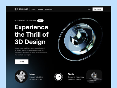 PrismCraft - 3D Online Course bold design interface landing page learning ui ui design uiux ux web design website wow